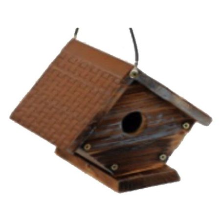 PARTYANIMAL Rustic Wren Bird House with Metal Roof PA30538